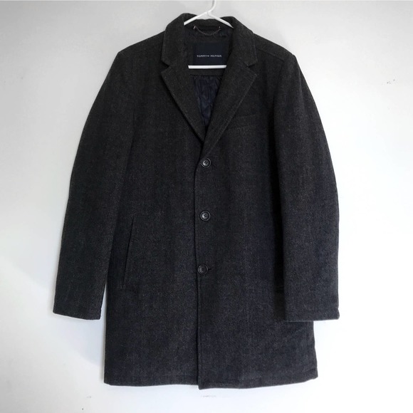 Tommy Hilfiger Wool Blend Single Breasted Peacoat Winter Coat Small MSRP $489 - Picture 1 of 6